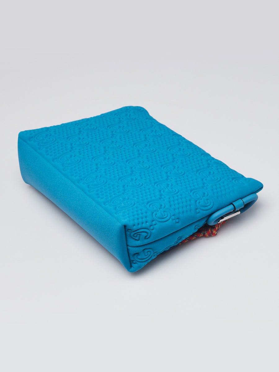 Gucci Blue GG Embossed Scuba Neoprene Pouch