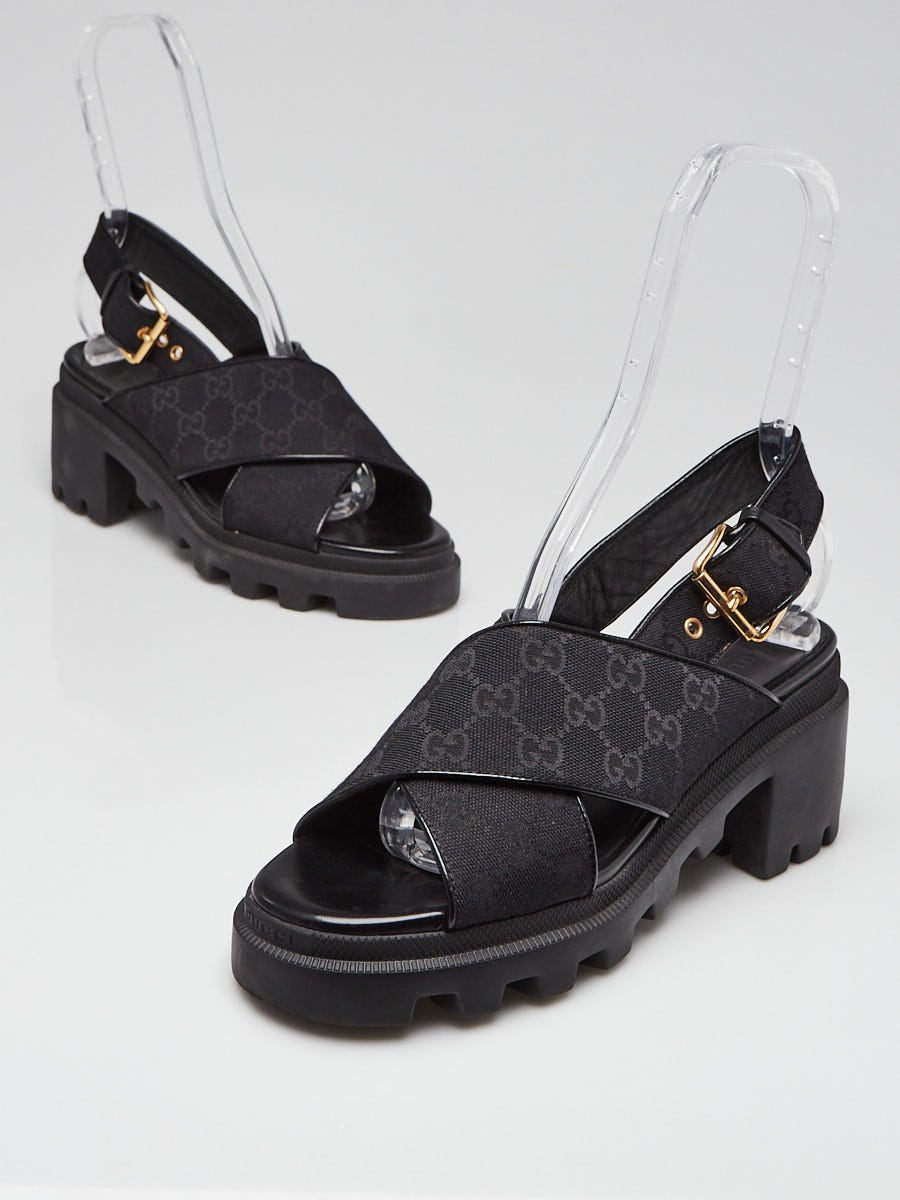 Gucci Black GG Canvas Slingback Sandals Size 8/38.5