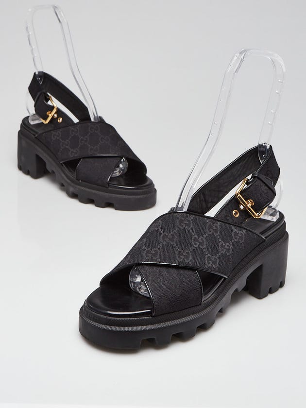 Gucci Black GG Canvas Slingback Sandals Size 8/38.5