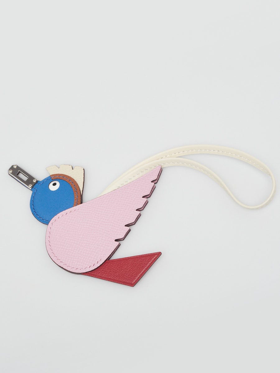 Hermes Mauve Sylvestre/Bleu France/Red Epsom Swift Chevre Mysore Leather Paddock Birdy Bag Charm
