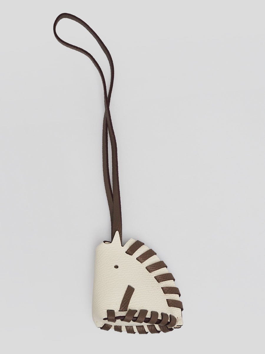 Hermes Nata/Etoupe Epsom Leather Cheval Tresse Bag Charm | Yoogi's