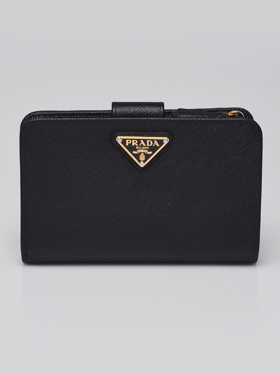 PRADA　portafoglio lampo 財布 Prada Black Saffiano Metal Leather Lampo Wallet 1ML225 | Yoogi's