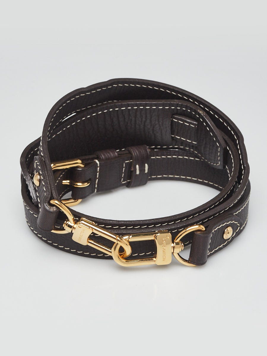 Louis Vuitton Brown Grained Leather Shoulder Strap