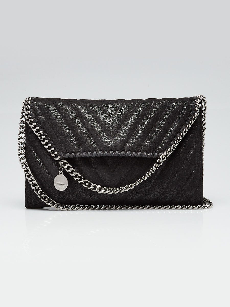 Stella McCartney Dark Brown Croc Embossed Velvet Falabella Clutch