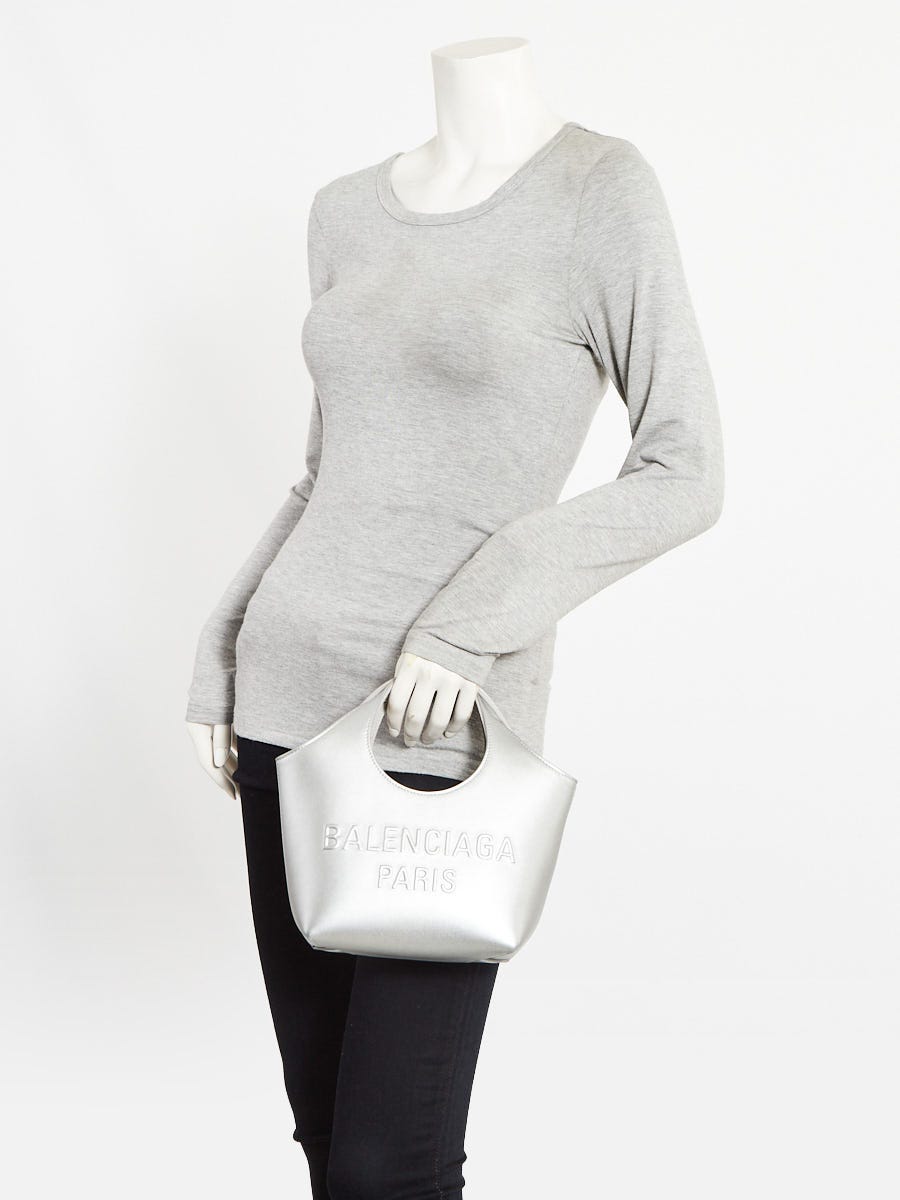Balenciaga Silver Leather XS Mary Kate Tote Bag