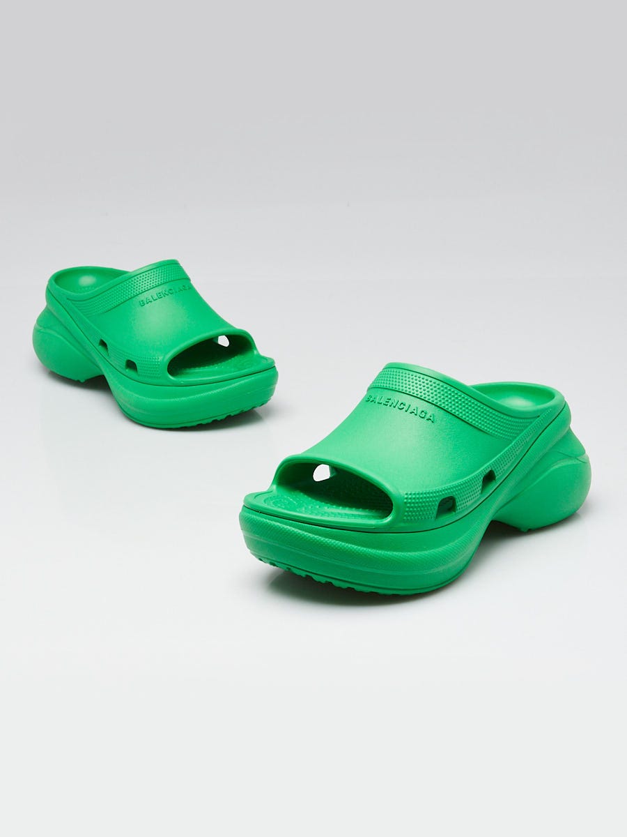 Balenciaga x Crocs Gras Green Rubber Platform Pool Slides Size 7.5
