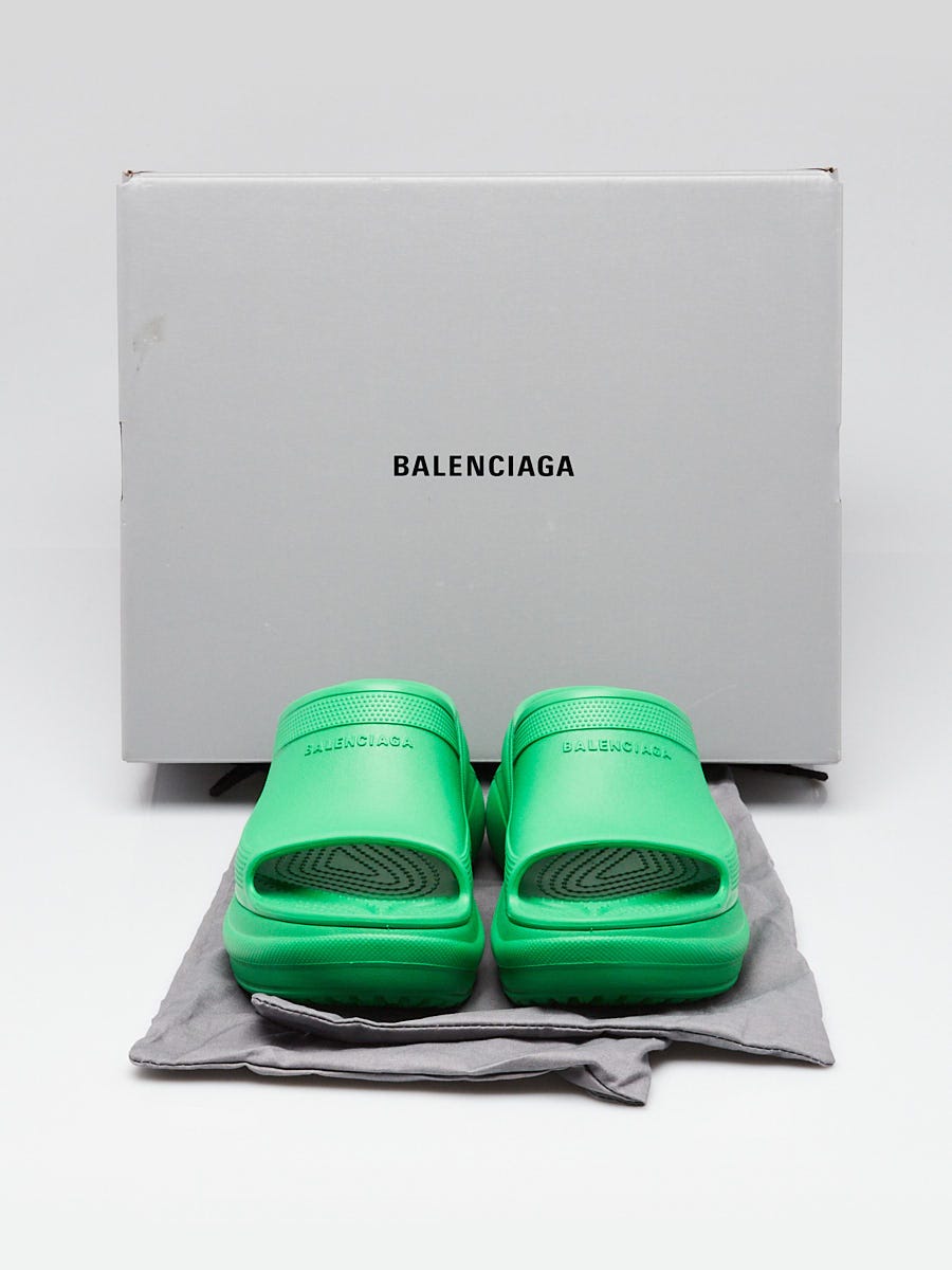 Balenciaga x Crocs Gras Green Rubber Platform Pool Slides Size 7.5