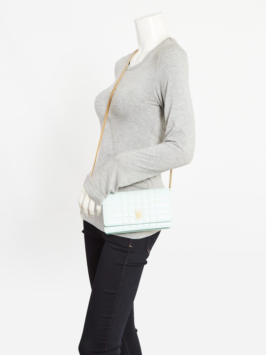 Burberry Green Quilted Leather Lola Wallet on Chain Bag