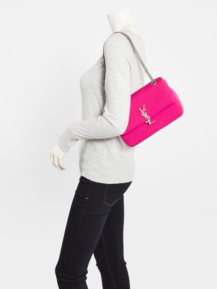 Yves Saint Laurent Magenta Jersey Wool Patchwork Monogram Medium Jamie Bag