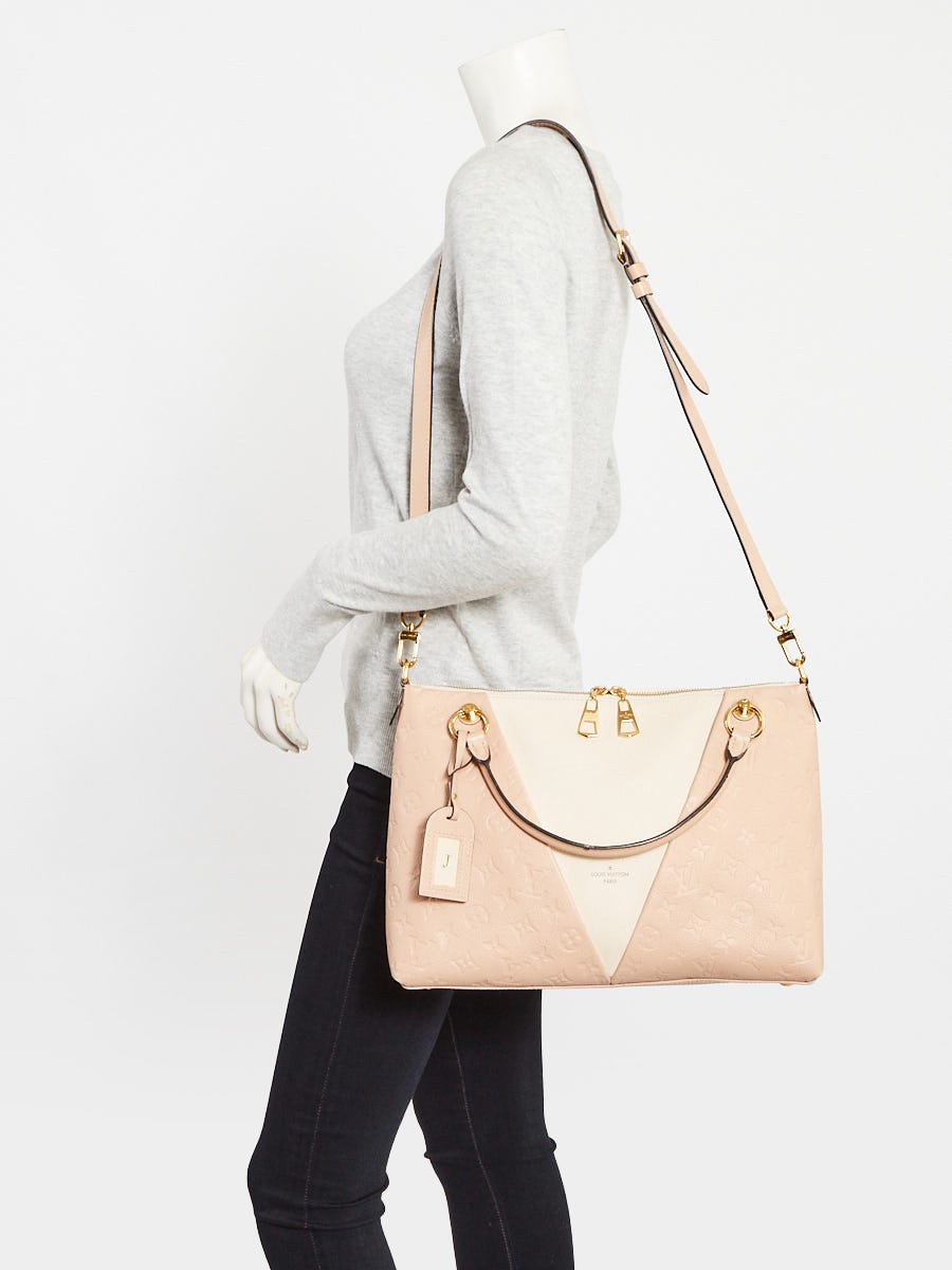 Louis Vuitton Beige Rose Creme Monogram Empreinte Leather V MM Tote Bag