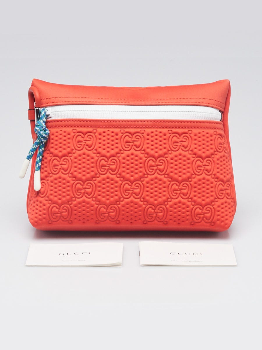 Gucci Orange GG Embossed Scuba Neoprene Pouch