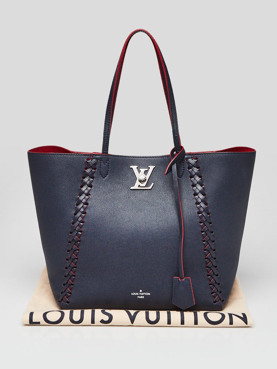 Louis Vuitton Marine Rouge Leather Braided Lockme Cabas Bag