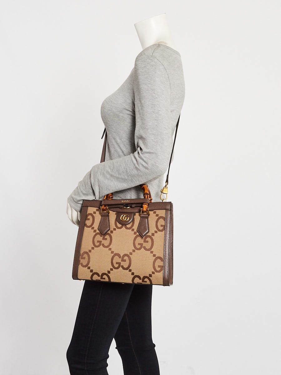 Gucci Beige/Ebony GG Jumbo Canvas/Leather Medium Diana Tote Bag