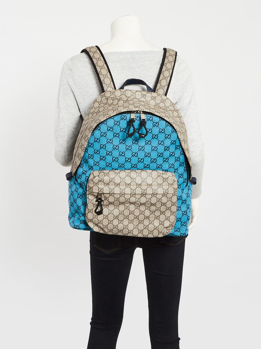 Gucci Blue/Beige GG Coated Canvas Match Medium Backpack Bag
