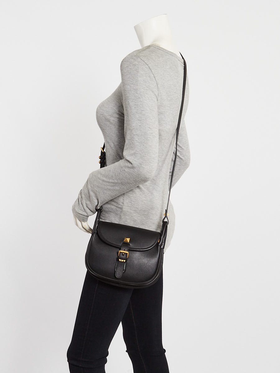 Valentino Black Leather Flâneuse Small Crossbody Bag