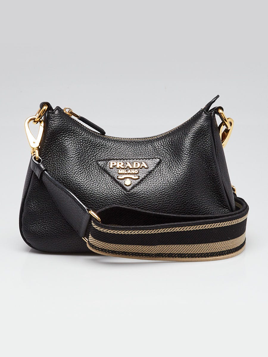 Prada Black Vitello Daino Soft Leather Crossbody Bag | Yoogi's Closet