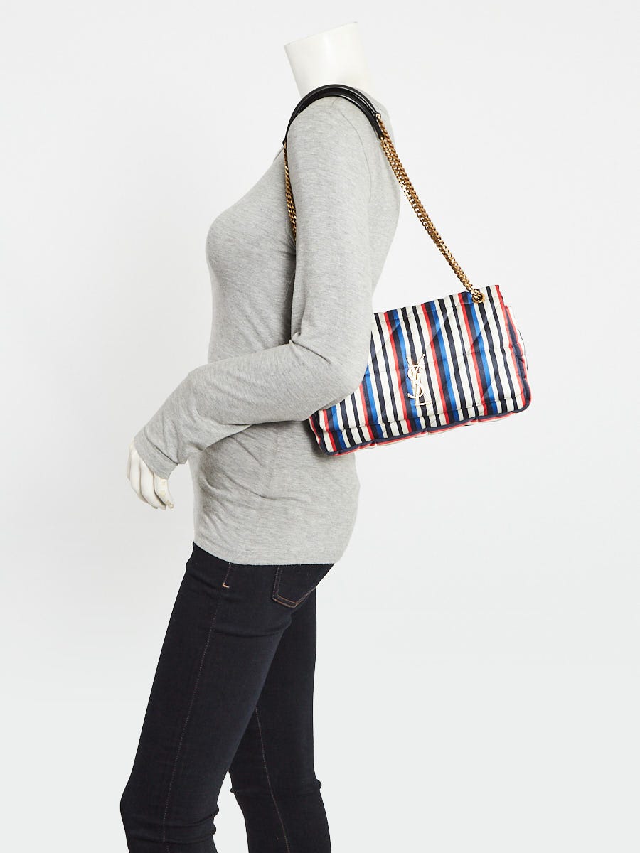 Yves Saint Laurent Striped Satin Monogram Medium Jamie Bag