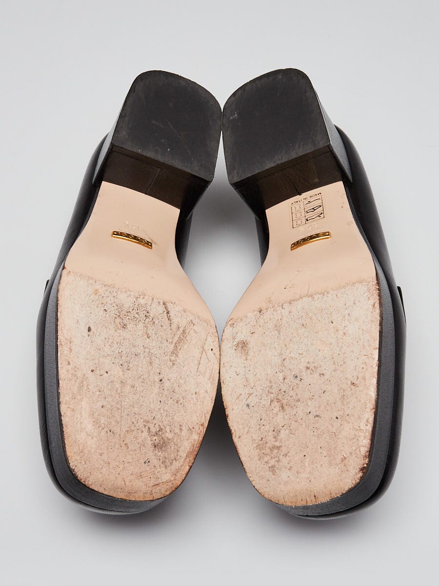 Gucci Black Leather Horsebit Quentin PlatformLoafers Size 5/35.5