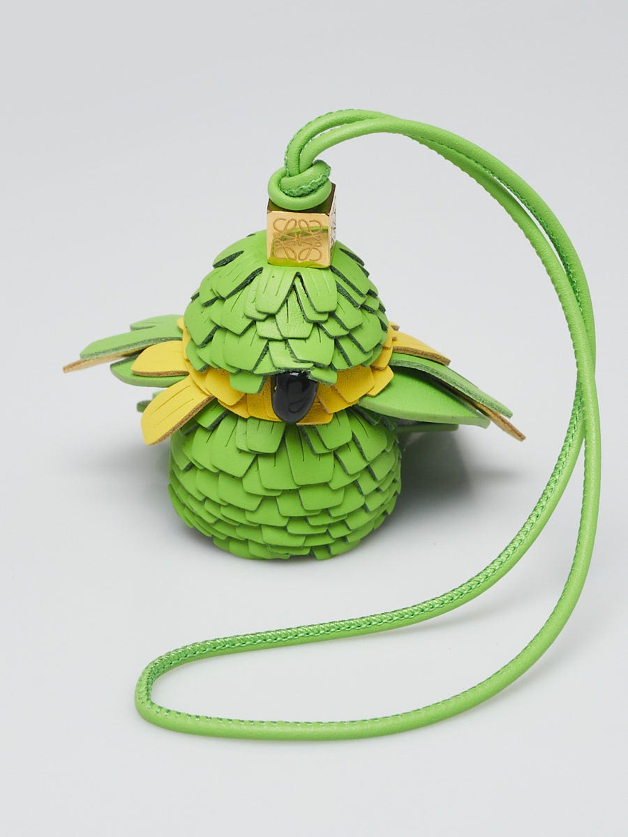 アクセサリー LOEWE Loewe Green/Yellow Calfskin Leather Parrot Bird Bag Charm