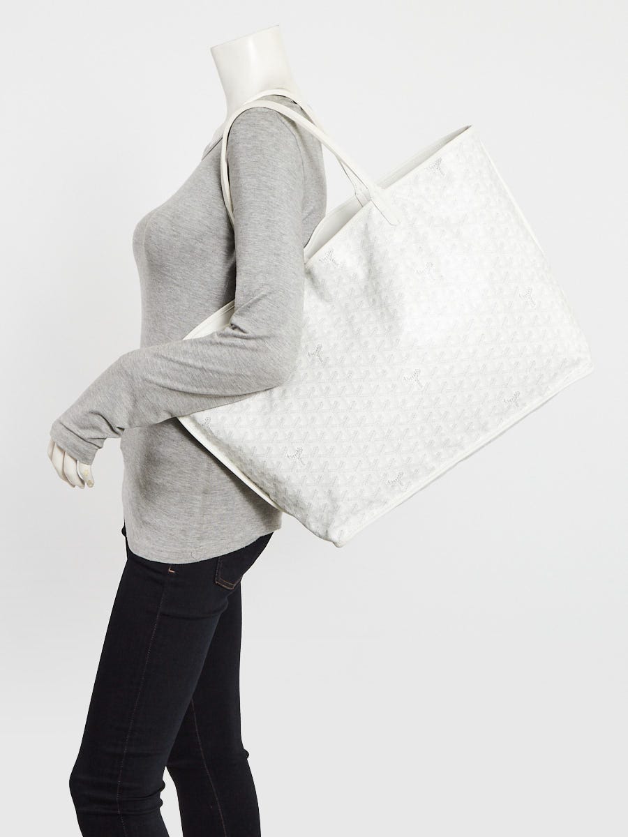 Goyard White Chevron Print Coated Canvas Anjou Reversible GM Tote Bag