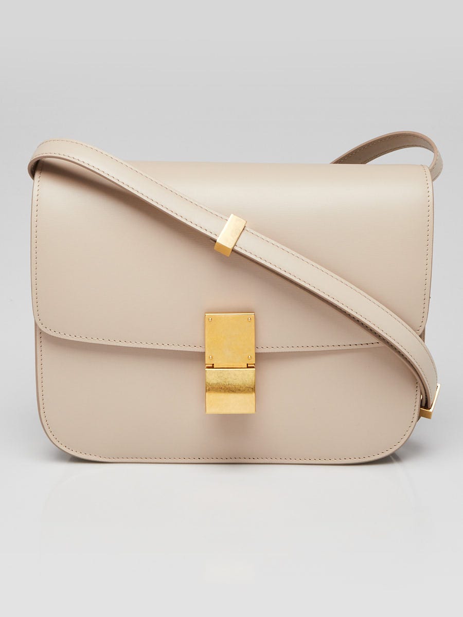Celine Beige Calf Leather Medium Classic Box Flap Bag