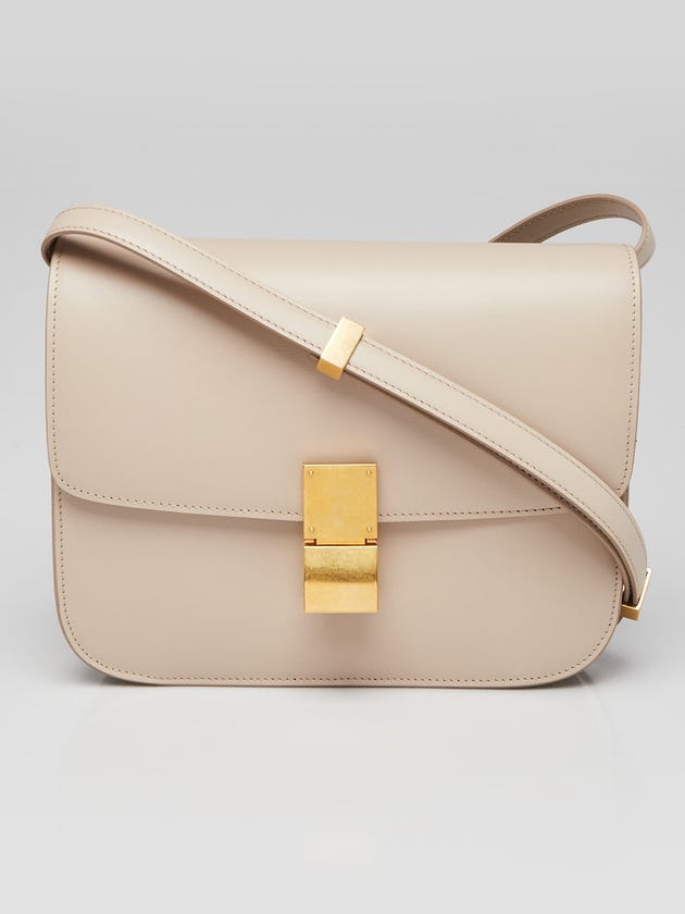 Celine Beige Calf Leather Medium Classic Box Flap Bag