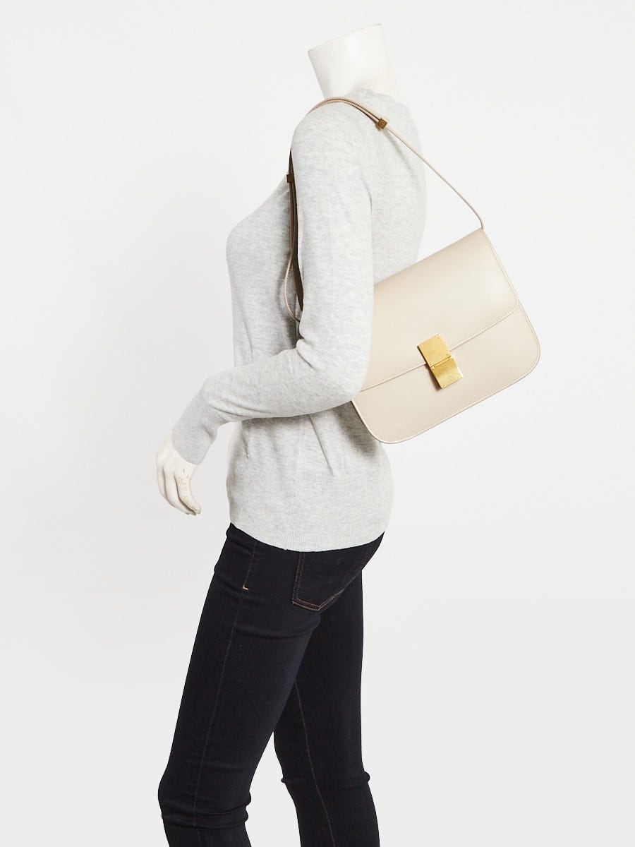 Celine Beige Calf Leather Medium Classic Box Flap Bag