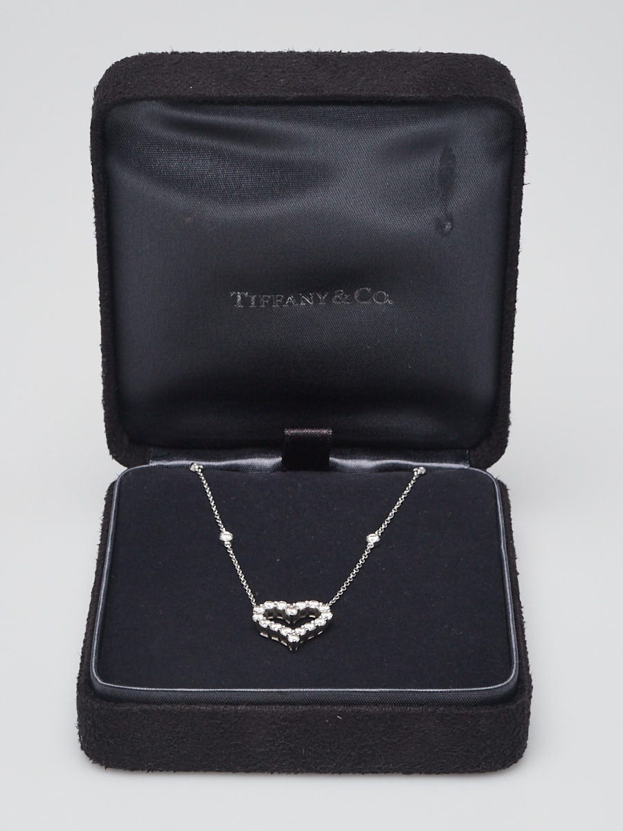 Tiffany & Co. Platinum and Diamond Heart Station Necklace