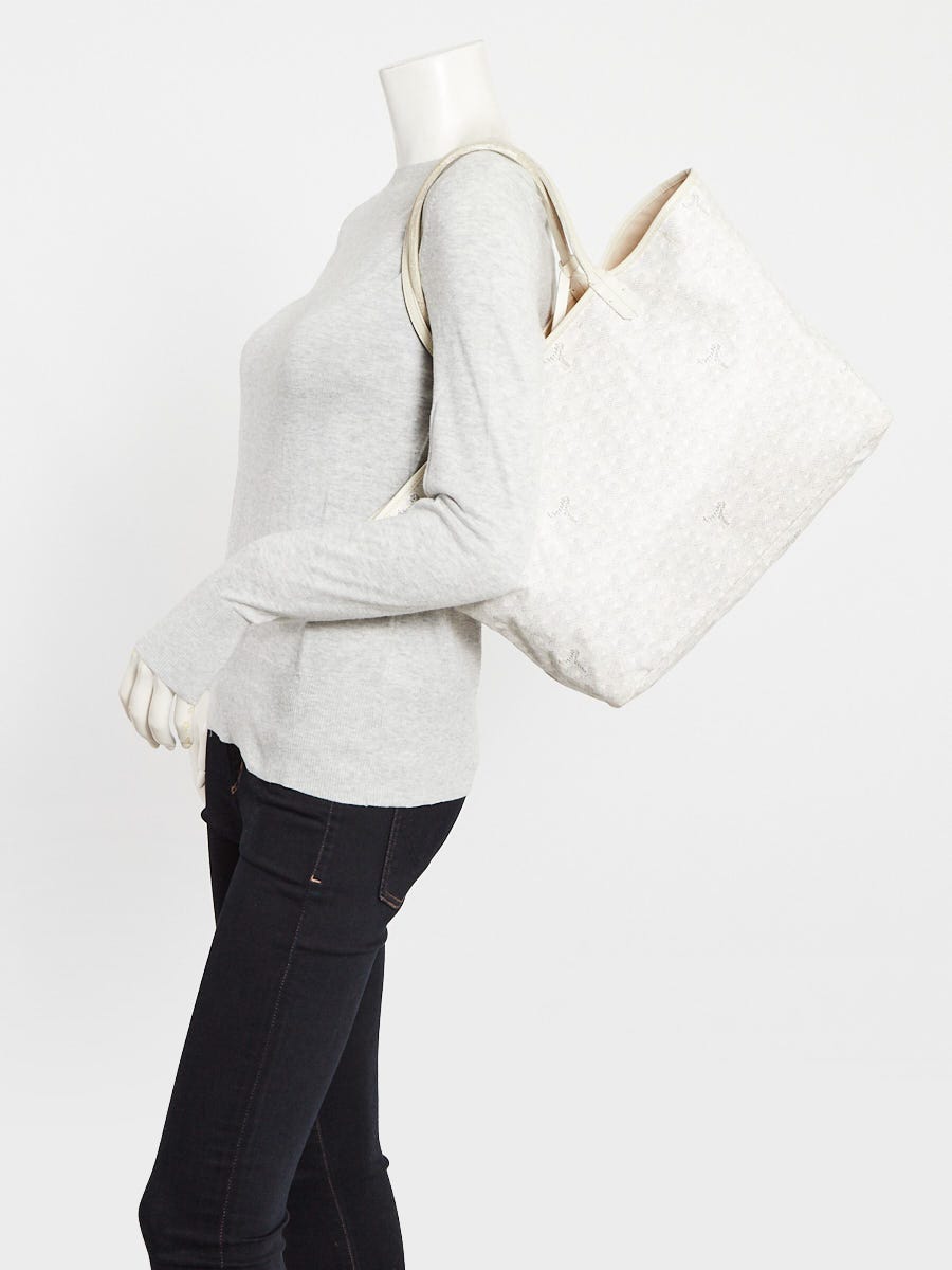 Goyard White Chevron Print Coated Canvas St. Louis PM Tote Bag