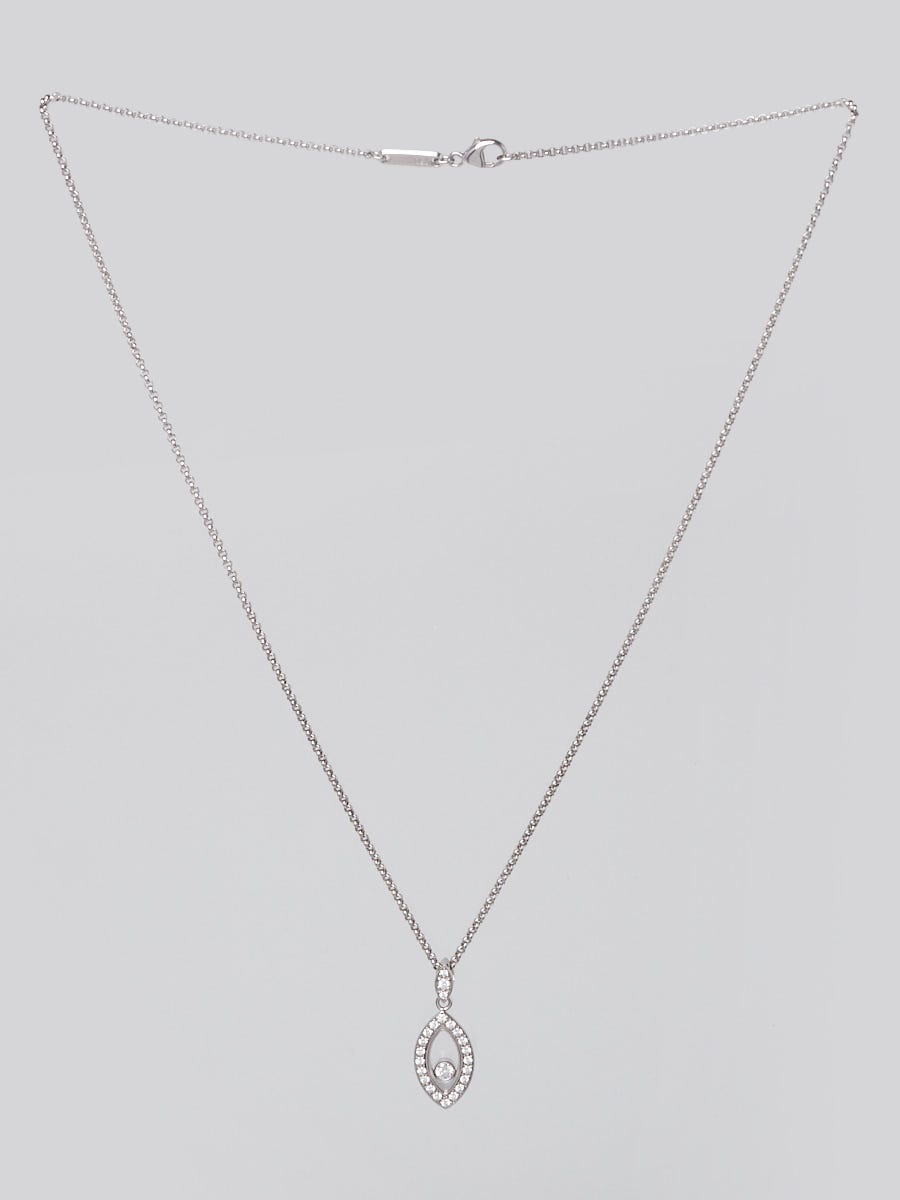 Chopard 18k White Gold and Diamond Happy Diamond Marquise Pendant Necklace