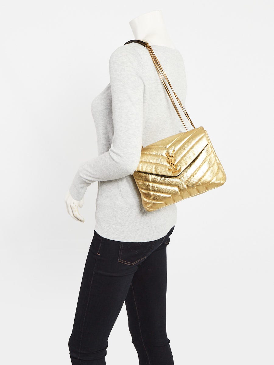 Yves Saint Laurent Gold Quilted Leather Small LouLou Bag