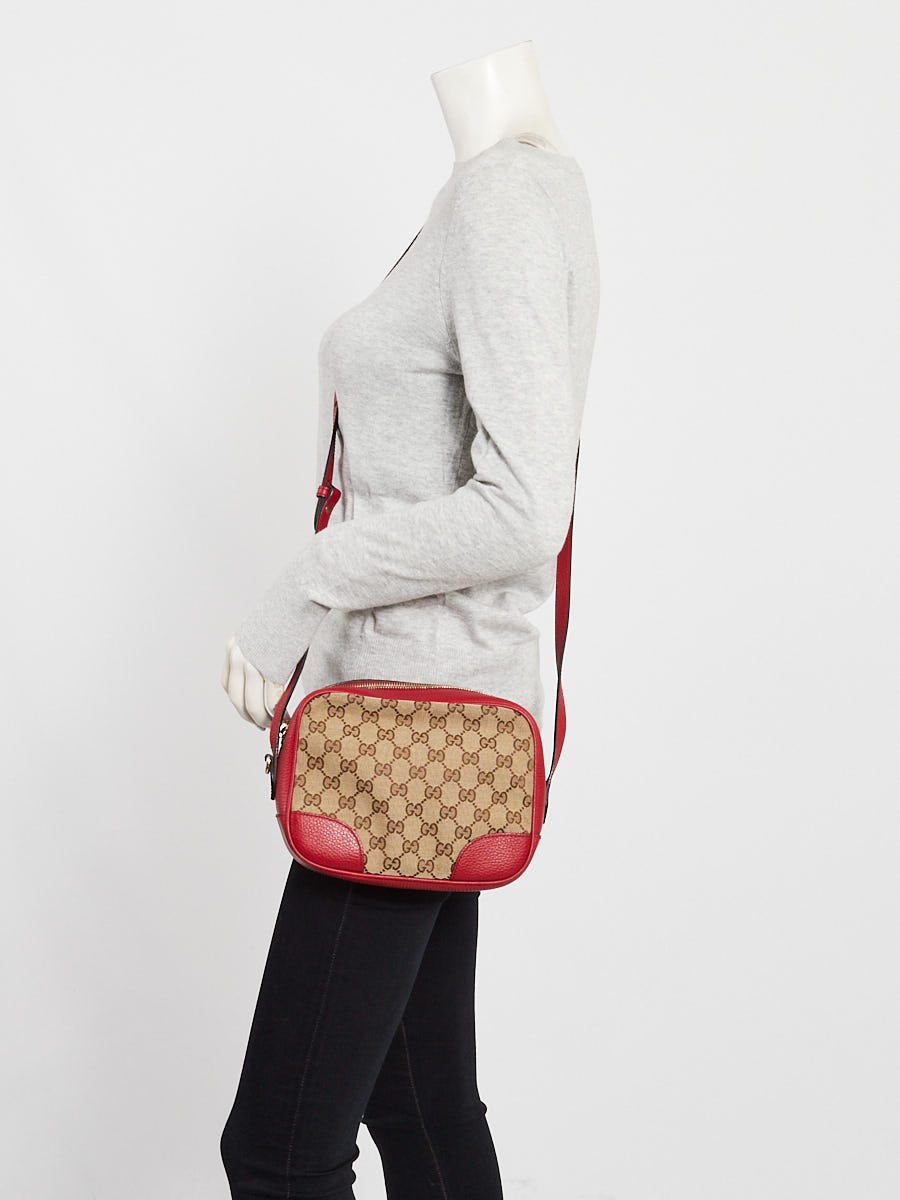 Gucci Beige/Red GG Canvas Bree Mini Crossbody Bag