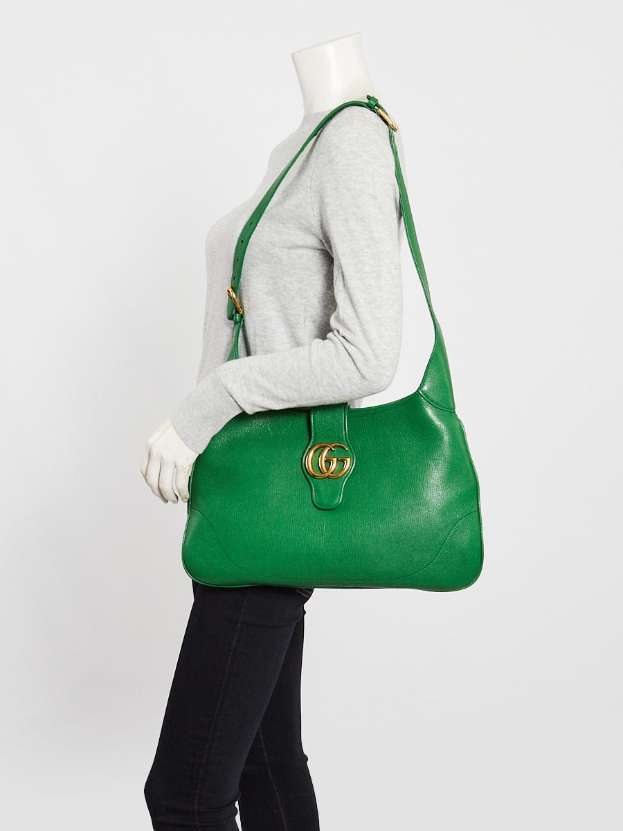 Gucci Green Leather Double G Aphrodite Medium Shoulder Bag