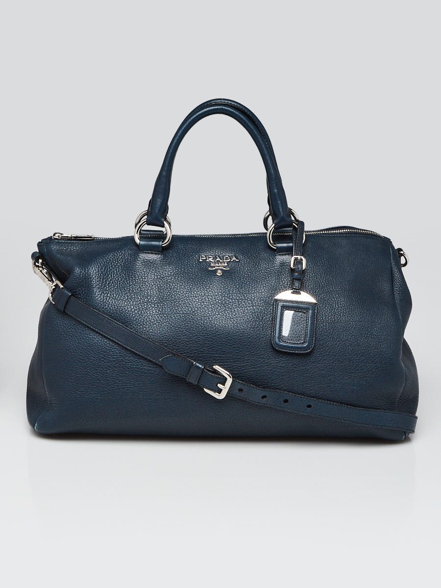 Prada Denim Vitello Daino Leather Bauletto Bag BL0624 | Yoogi's Closet
