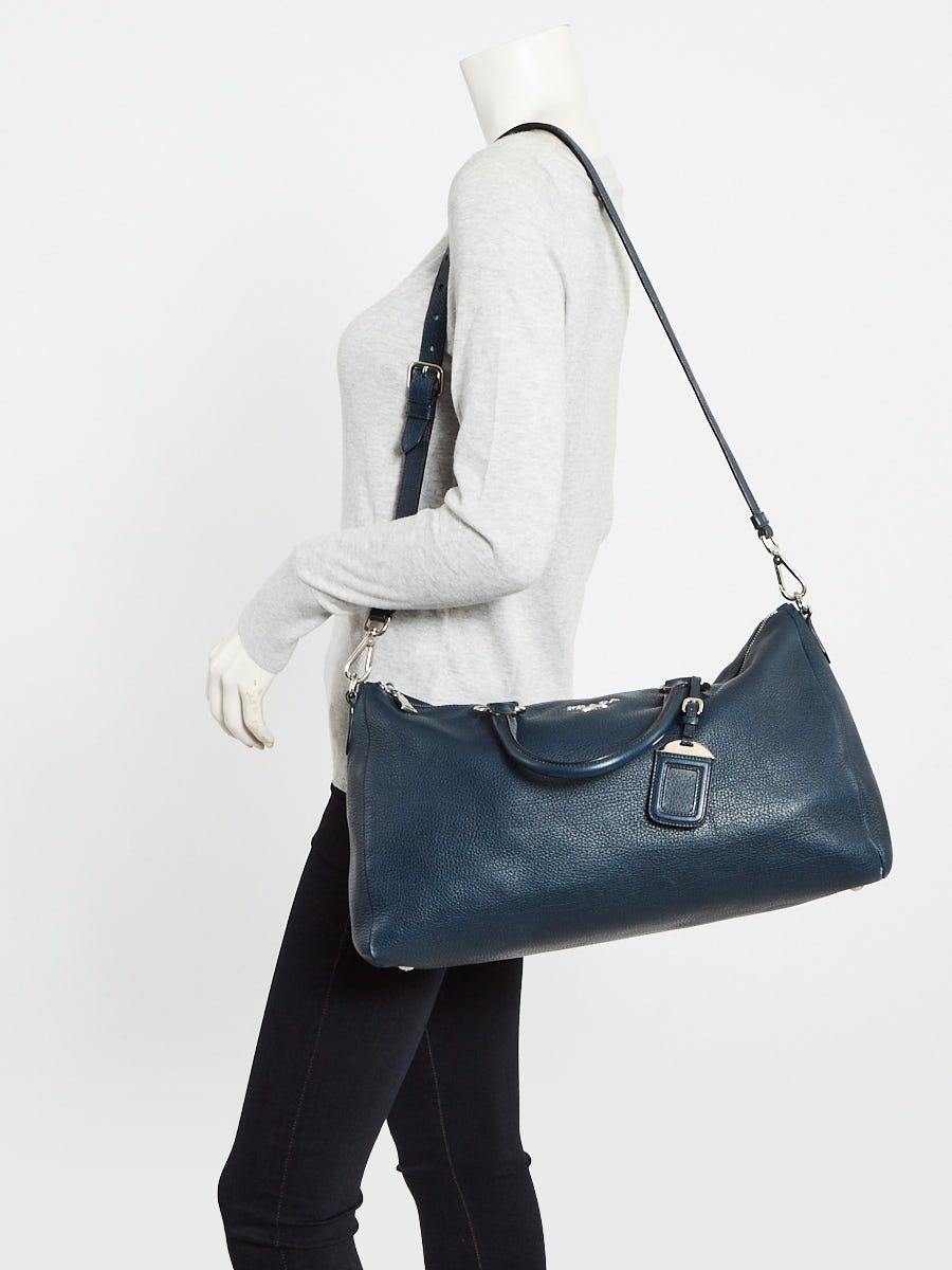 Prada Denim Vitello Daino Leather Bauletto Bag BL0624