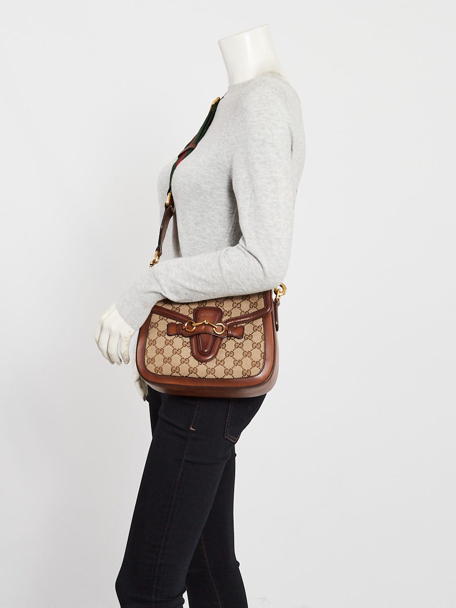Gucci Beige/Brown GG Canvas and Leather Lady Web Shoulder Bag