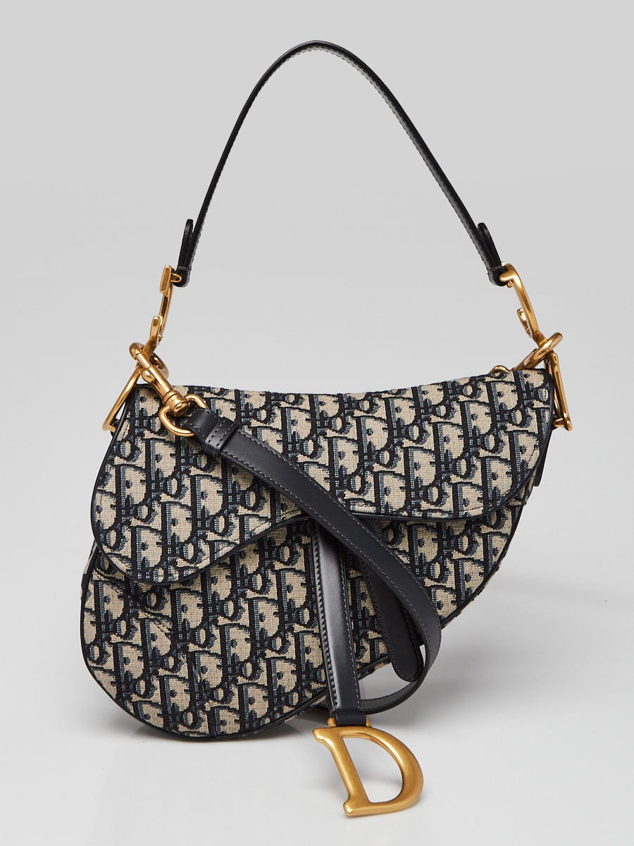 Christian Dior Blue Oblique Canvas Dior Saddle Bag w/Strap
