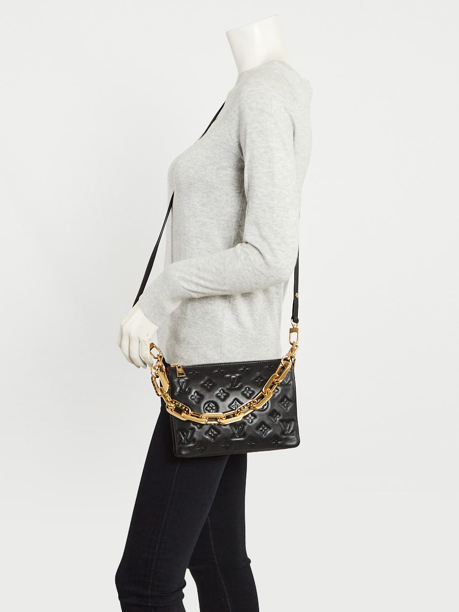 Louis Vuitton Black Embossed Calfskin Leather Coussin BB Bag