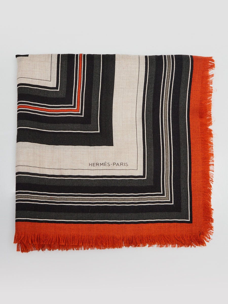 Hermes Natural/Orange/Vert Chrome Cashmere and Silk Missing Horse