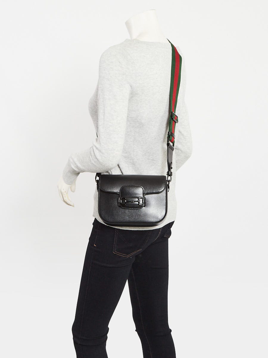 Gucci Black Leather 1955 Small Horsebit Shoulder Bag