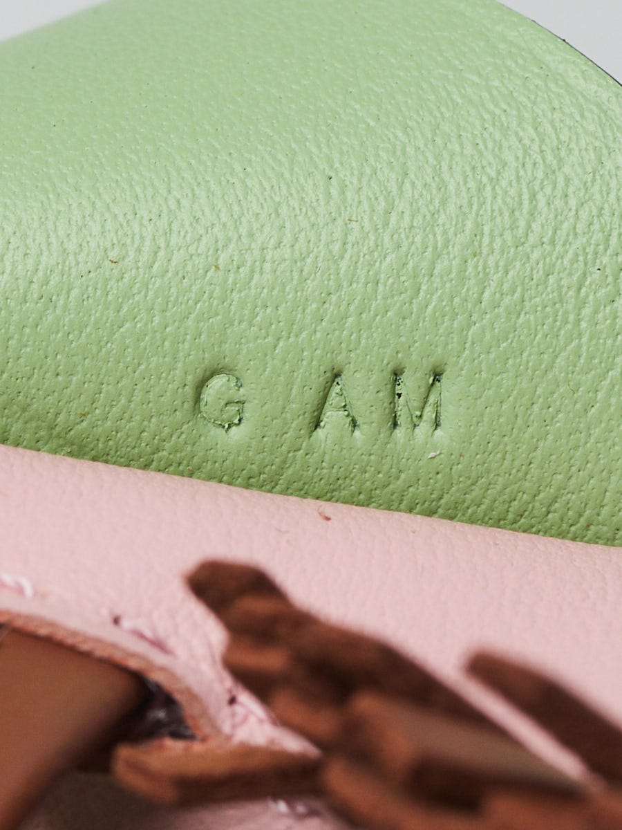 Hermes Rose Sakura/Gold/Vert Criquet Milo Lambskin Leather Pegase