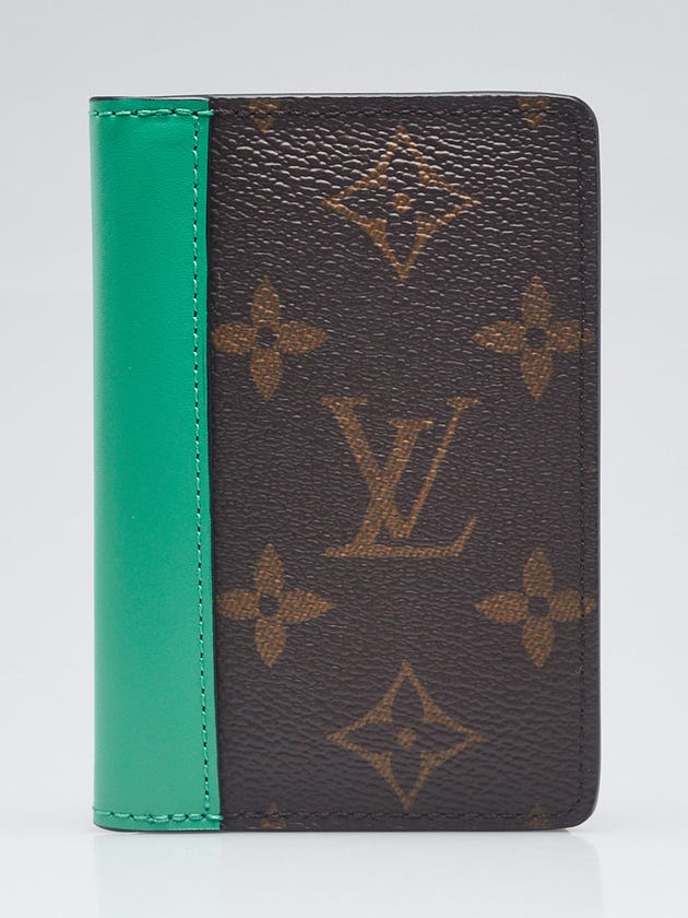 Bell Outline Ringing Louis Vuitton Monogram Canvas Macassar Green Leather Pocket Organizer ...