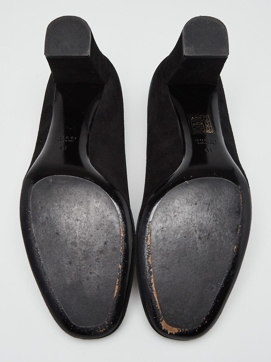 Gucci Black Suede Horsebit Pumps Size 10.5/41