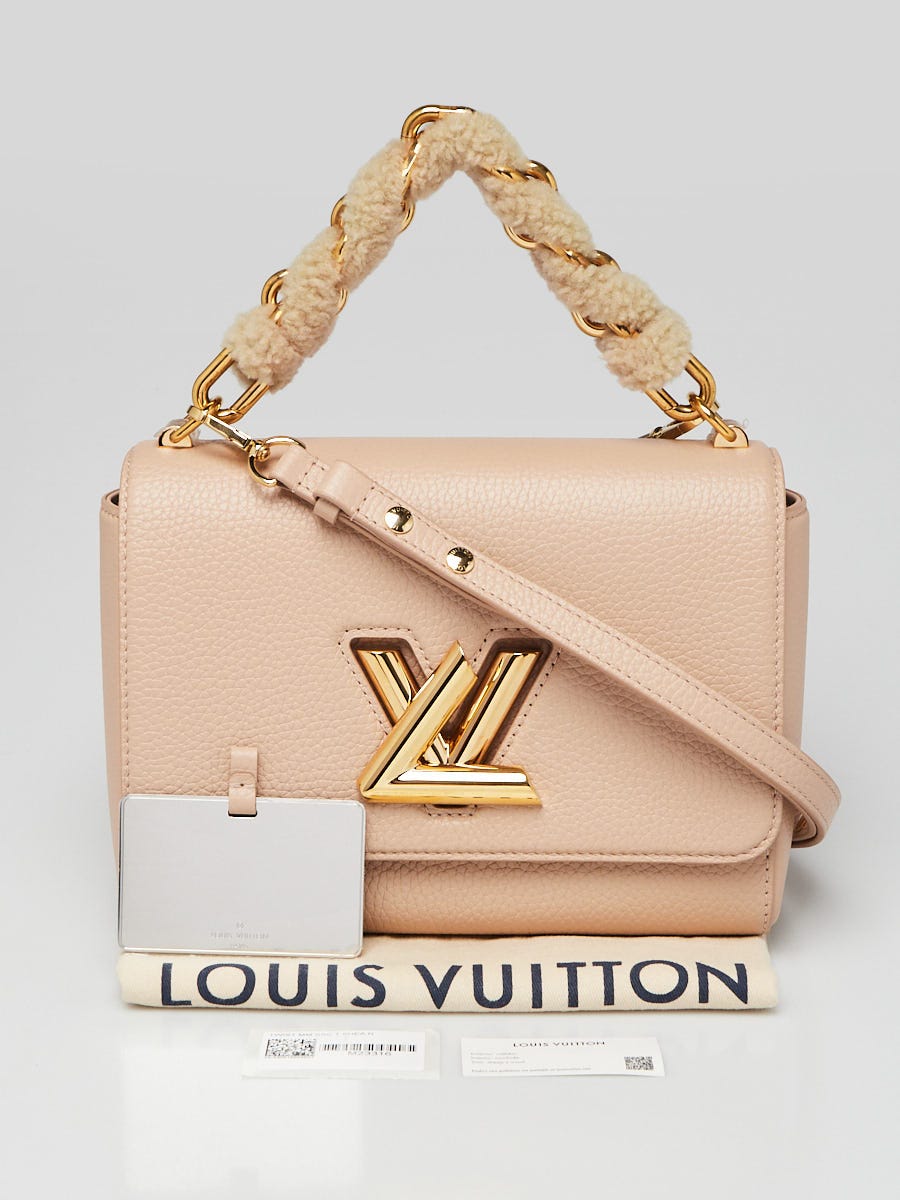 Louis Vuitton Beige Pebbled Leather/Shearling Twist MM Bag
