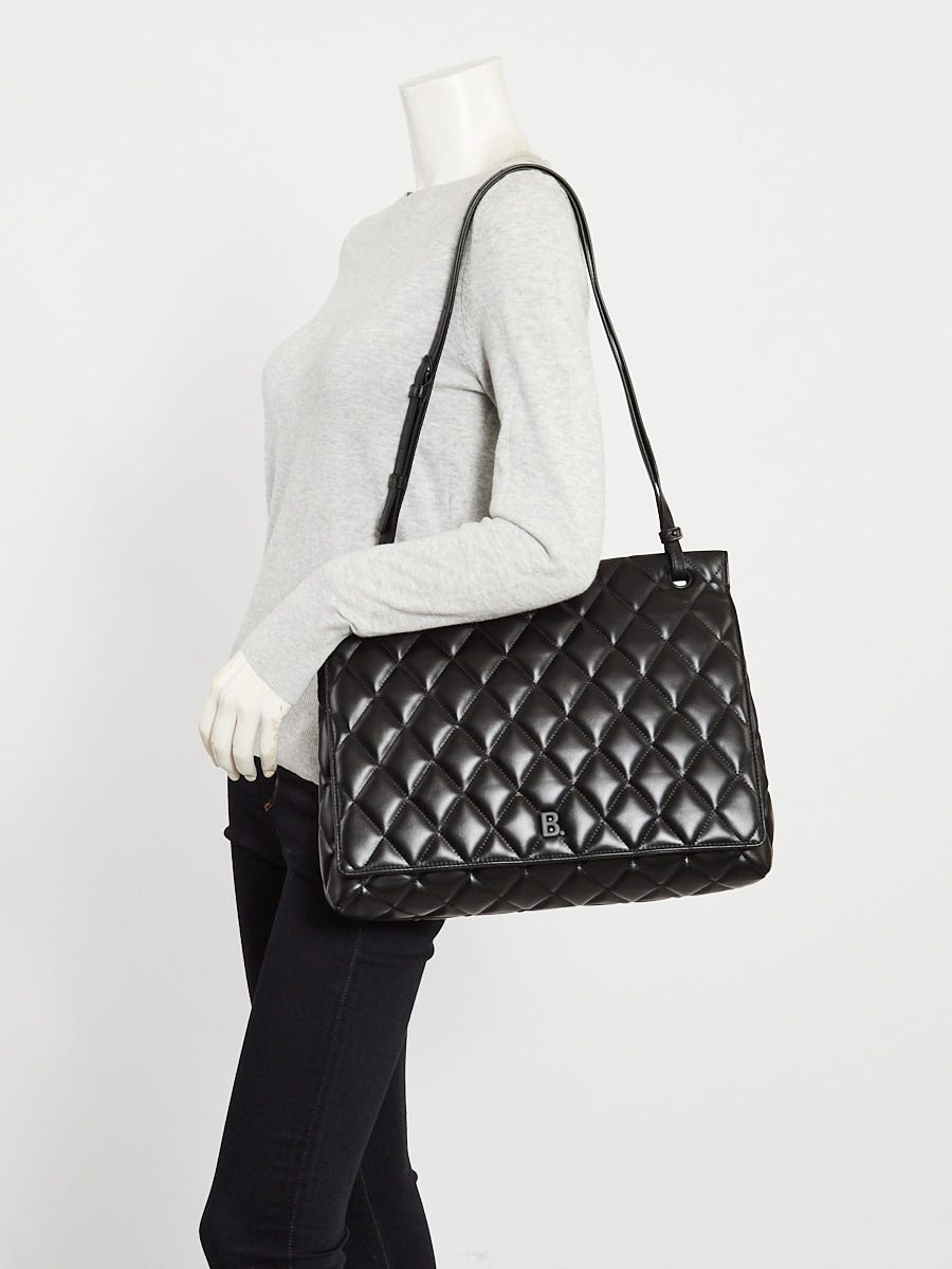 Balenciaga Black Quilted Nappa Leather Touch B Large Shoulder Bag