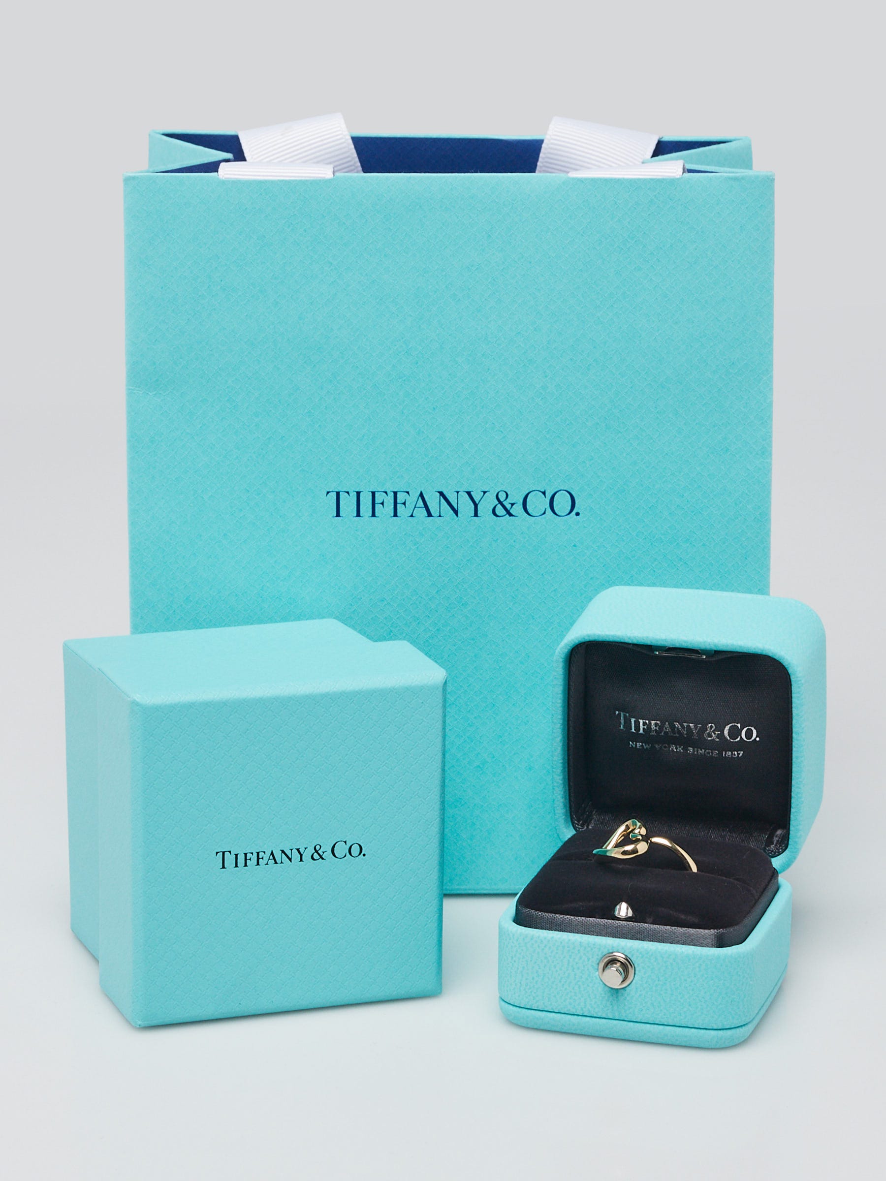 Tiffany & Co. 18k Yellow Gold Elsa Peretti Open Heart Ring Size 7.5
