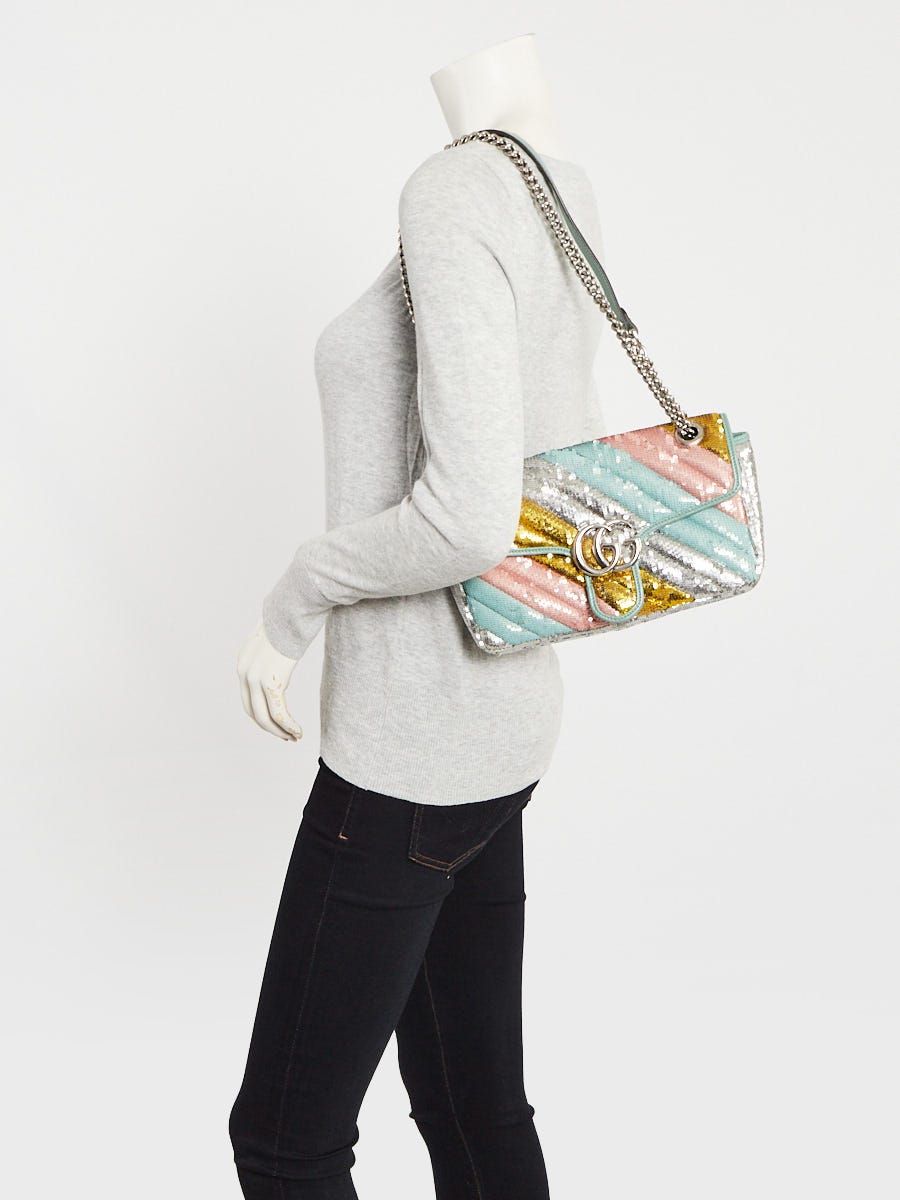 Gucci Multicolor Sequin Marmont Small Flap Bag