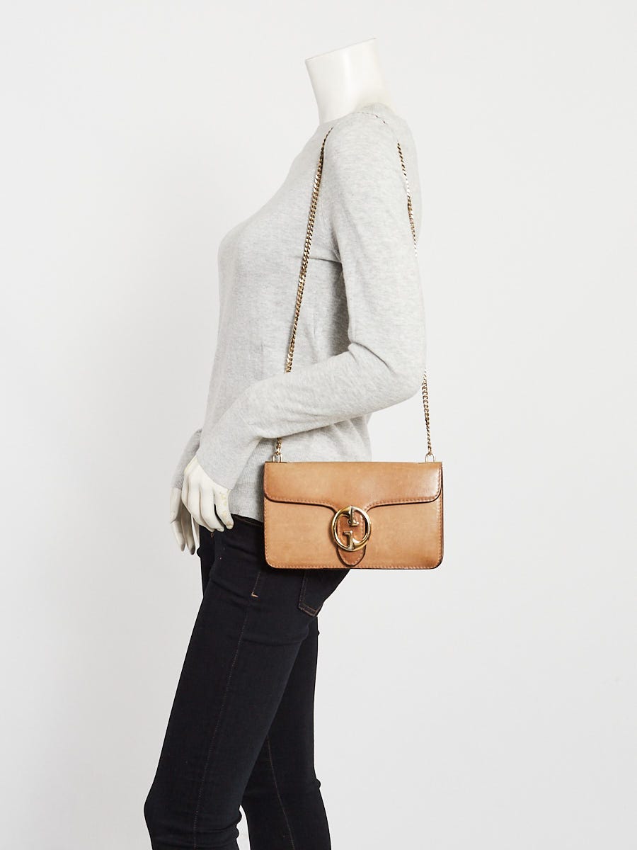 Gucci Brown Leather 1973 Chain Shoulder Bag
