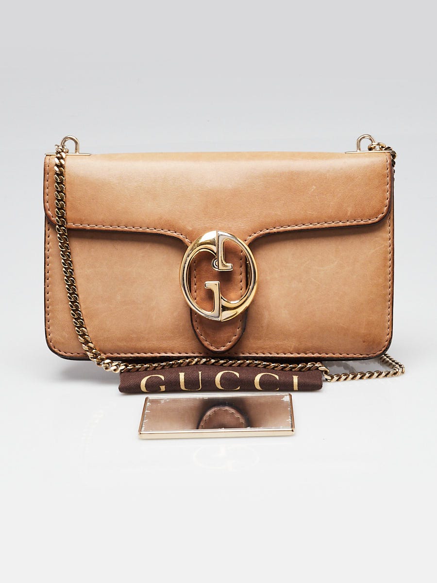 Gucci Brown Leather 1973 Chain Shoulder Bag | Yoogi's Closet