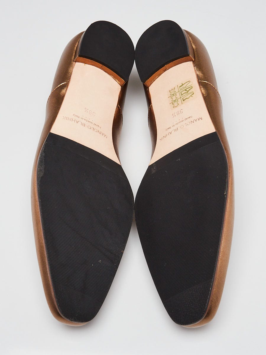 Manolo Blahnik Bronze Leather BB Flats Size 9/39.5